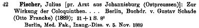 Julius_Fischer, Dissertation-Verzeichnis